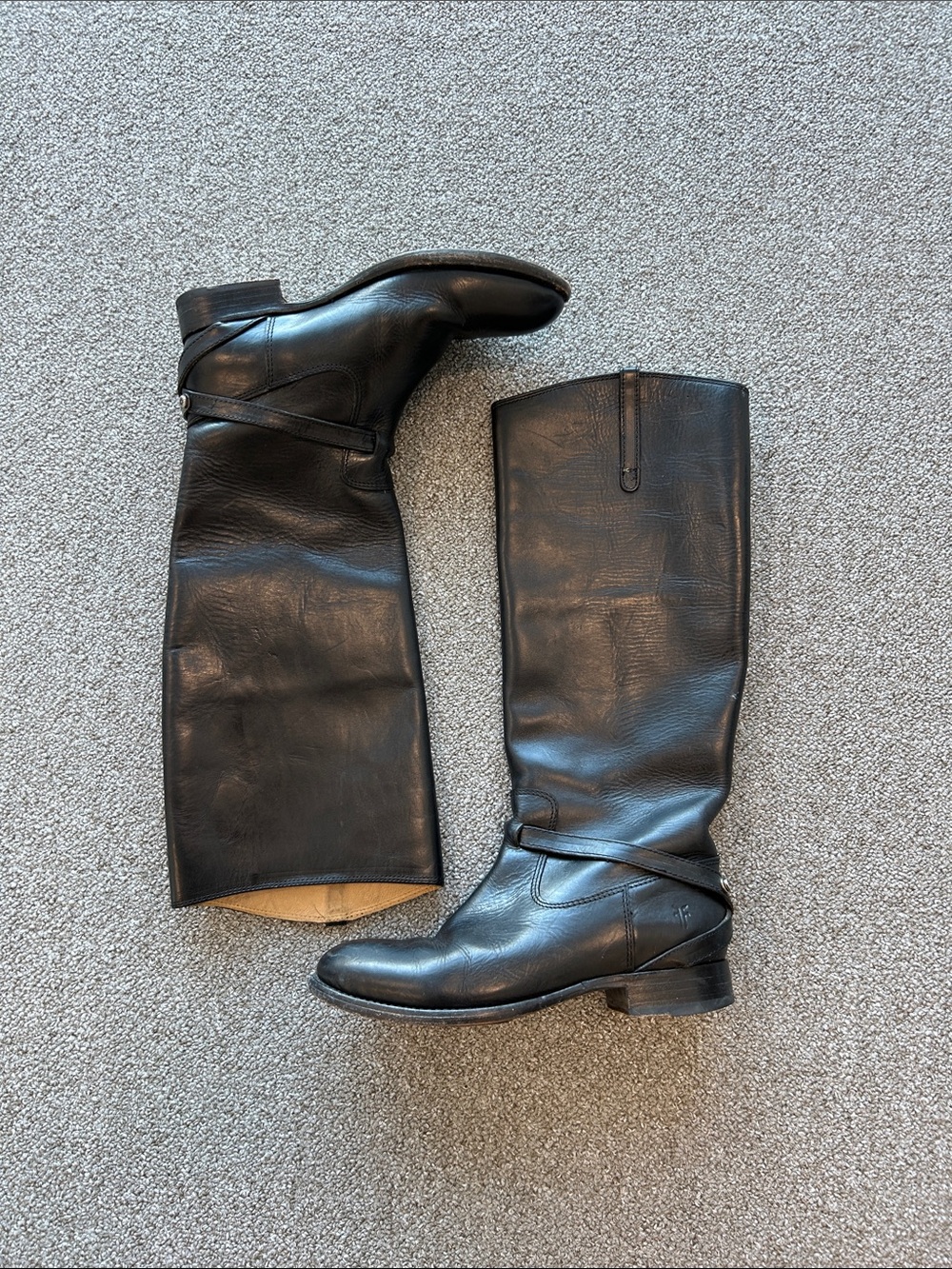 Classic Black Leather Tall Riding Boots 6B